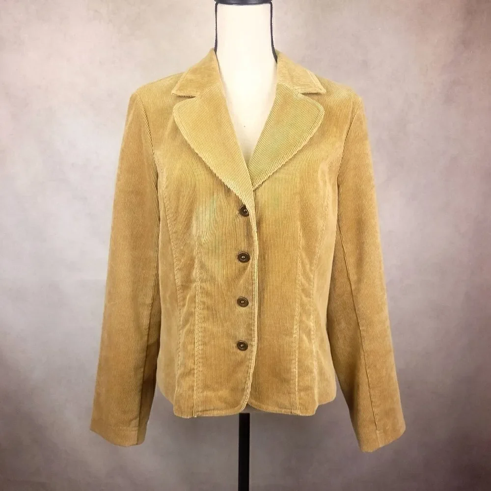 Requirements Tan Corduroy Buttondown Jacket Blazer Size Medium